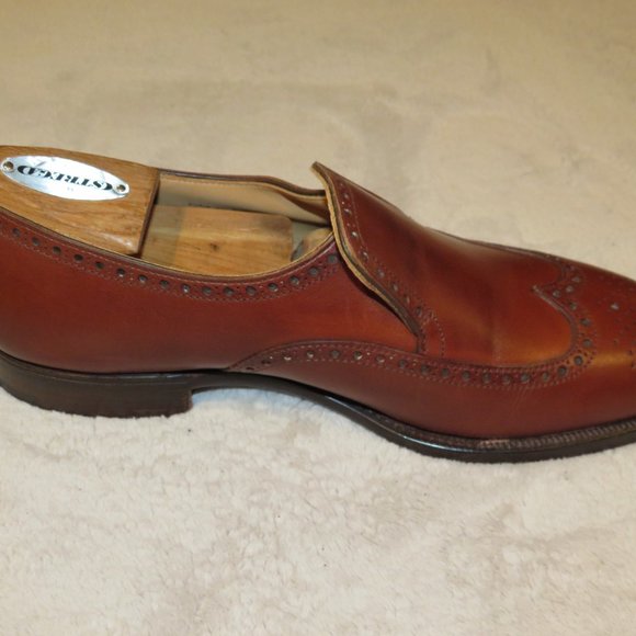 Peal & Co x Crockett & Jones Raywood Brown Leather Brogue Loafer 7D NWB $700 main image 7
